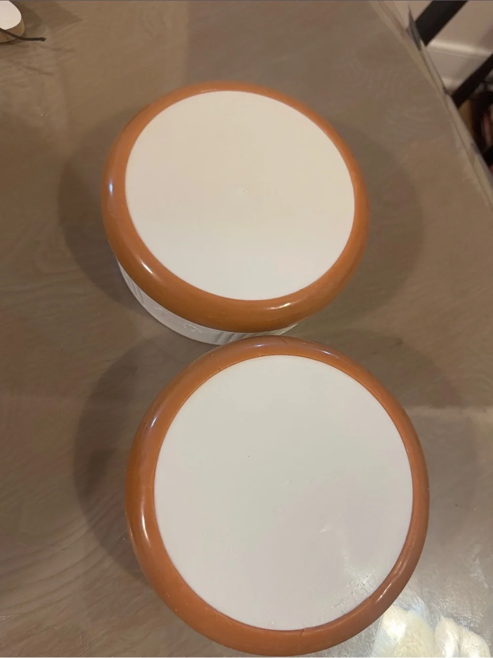 White Ceramic Dog Bowl Duo with Tan Base - Stylish Pet Feeding Set